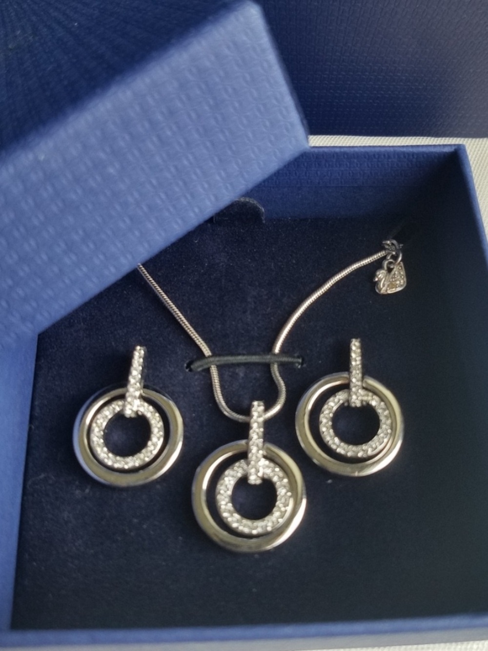 AUTHENTIC Swarovski Eternity Circle Necklace & Earrings Set